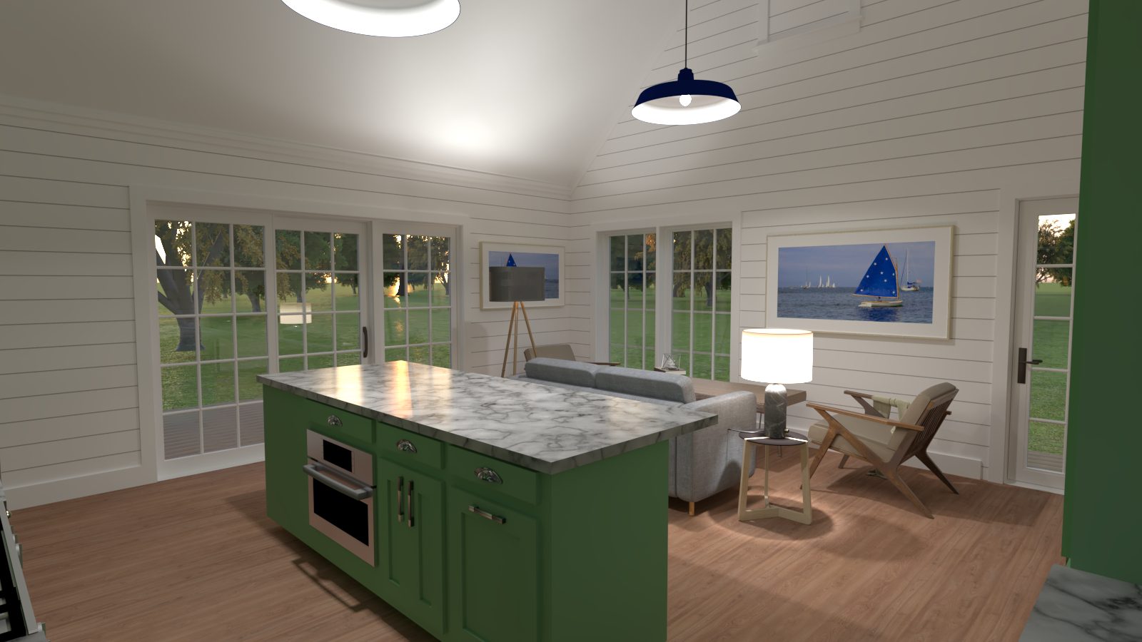 The Jib — great room with island kitchen