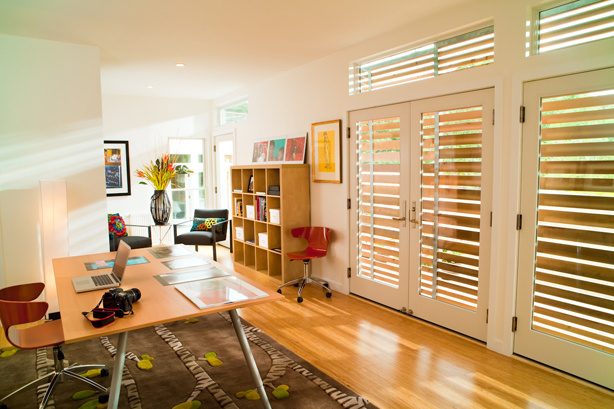 Photography studio with louvred shutters